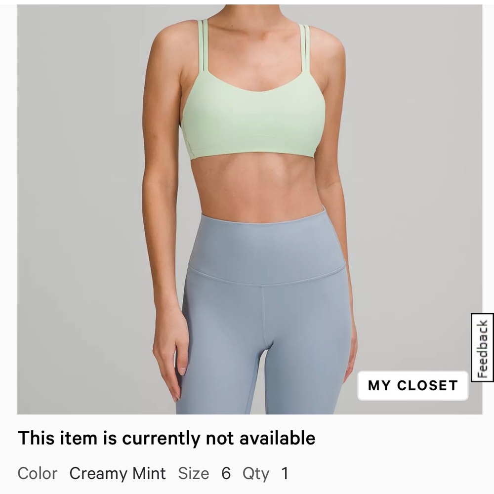 Lululemon Gently Used Creamy Mint Like a Cloud Bra B/C Cup: Size 6!